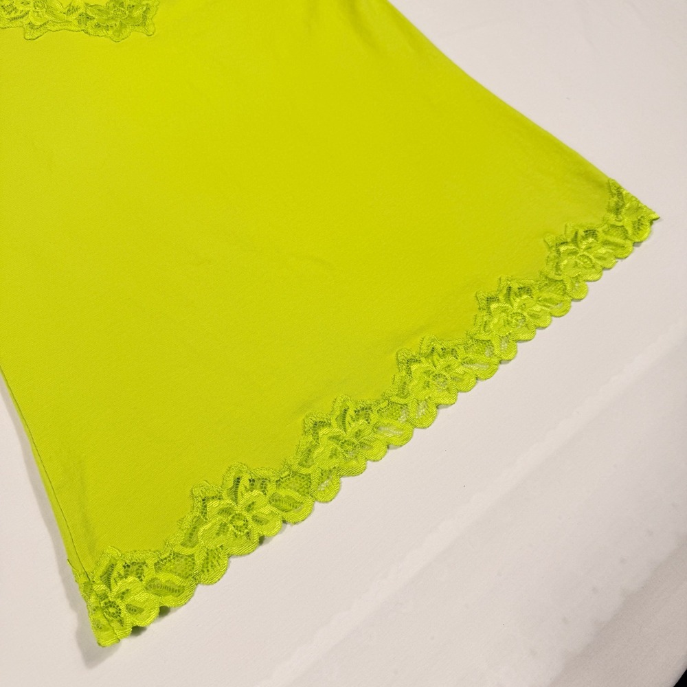 Coldwater Creek Womens XS Bright Yellow Green Lace V-Neck Tank Top Sleeveless - Picture 4 of 11